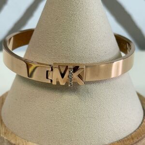 Michael Kors Haute Hardware Rose Gold & Crystal Logo Bangle Bracelet